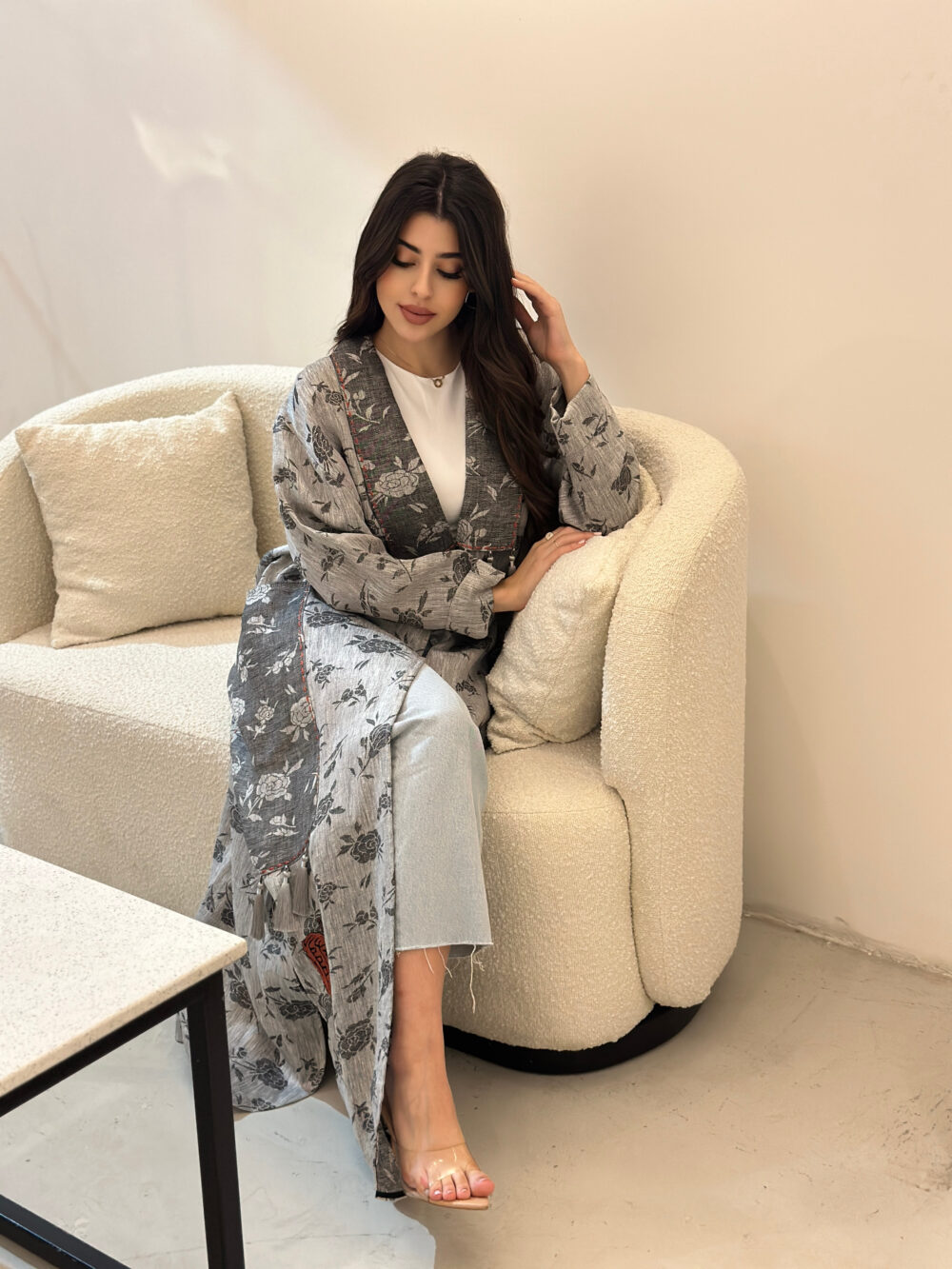 flowery linen jacquard