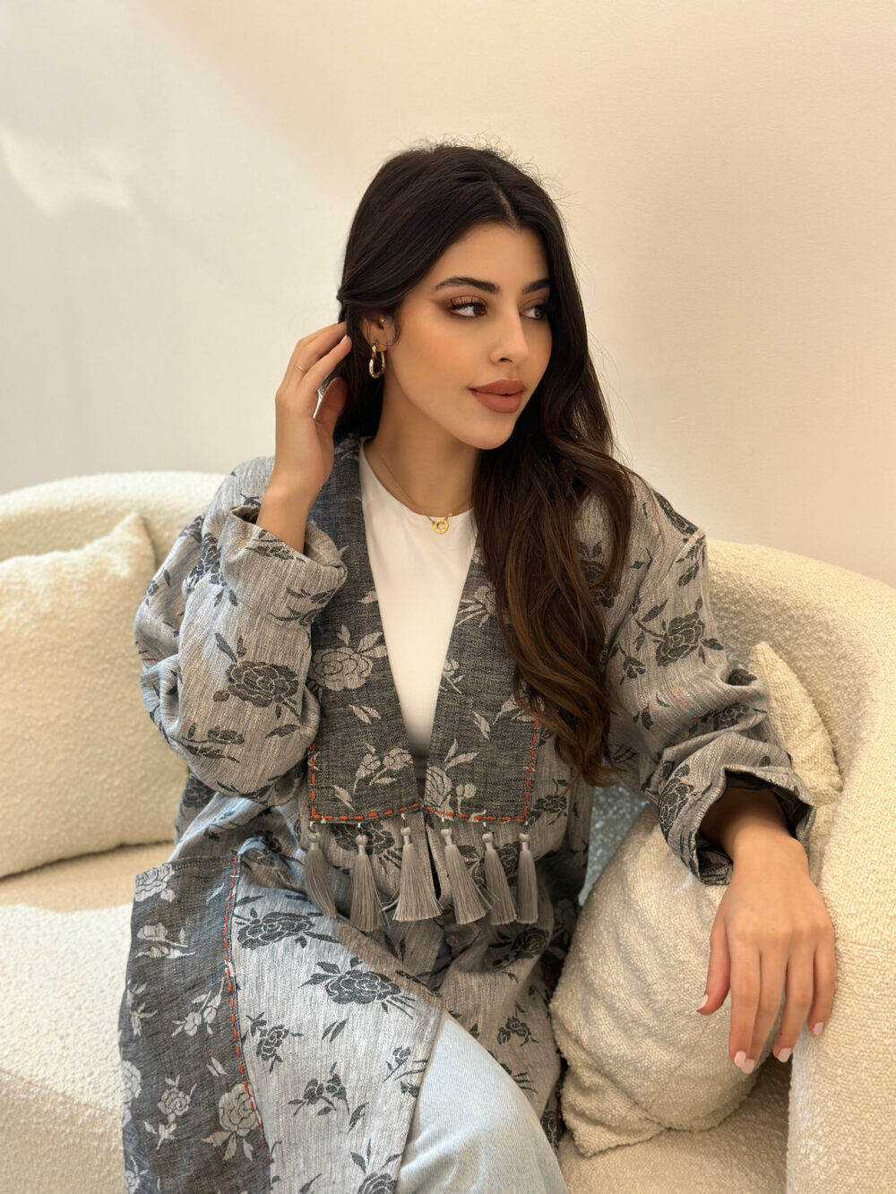 flowery linen jacquard