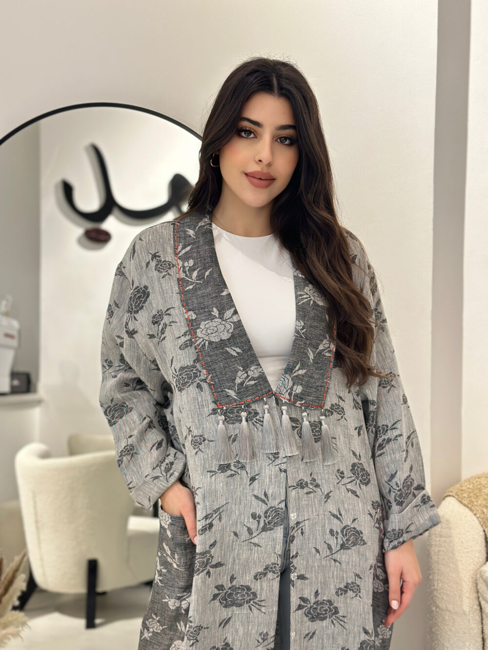flowery linen jacquard